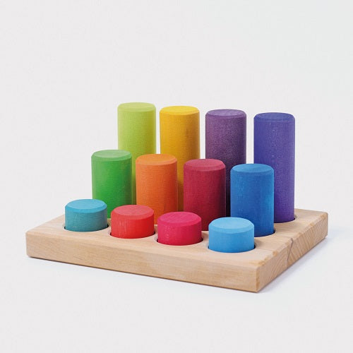 Grimm's Sorting Board With Rollers, Rainbow 12 pcs