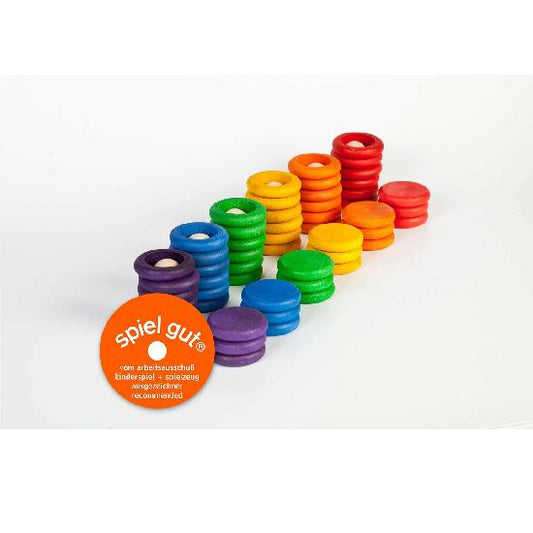 Grapat Wood Coloured Nins, Rings and Coins 60 pcs