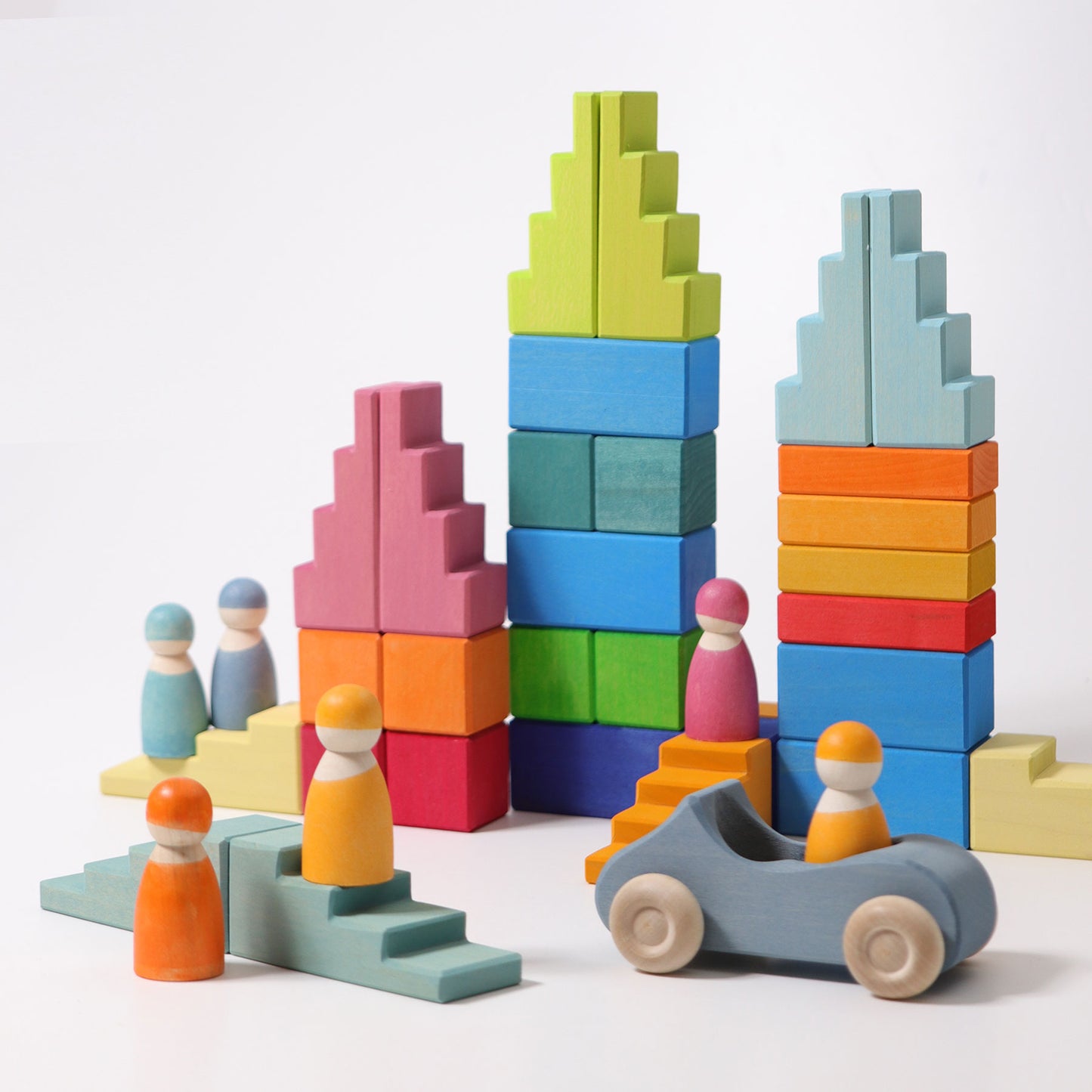 Grimm's Blocks Stepped Roof Rainbow