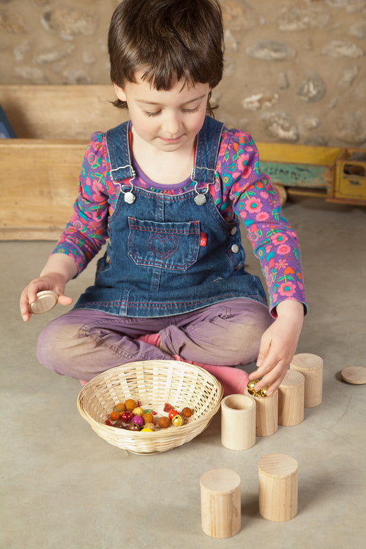 Grapat Wood Natural Cups With Lids x 6