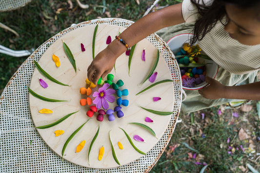 Grapat Wood Mandala Rainbow Mushrooms 36pcs