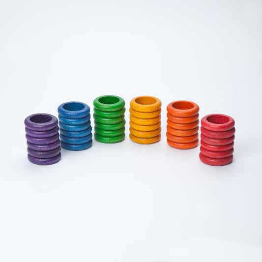 Grapat Wood Coloured Rings 36 pcs (6 colours)
