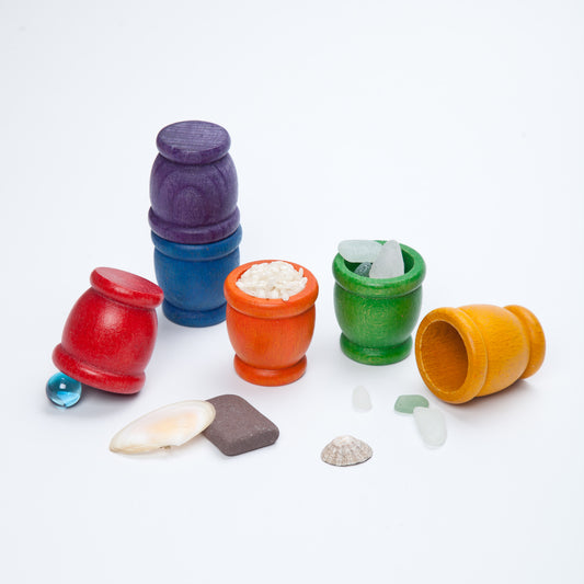 Grapat Wood Coloured Mates / Pots 6 pcs (6 colours)