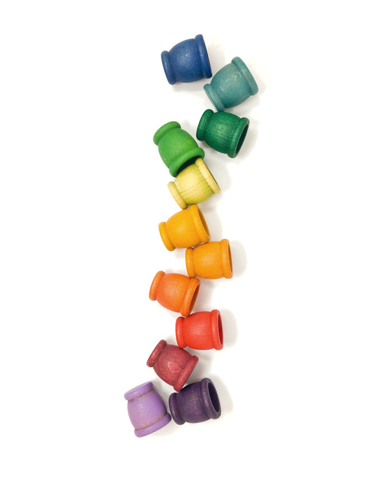 Grapat Wood Coloured Mates / Pots 12 pcs (12 colours)