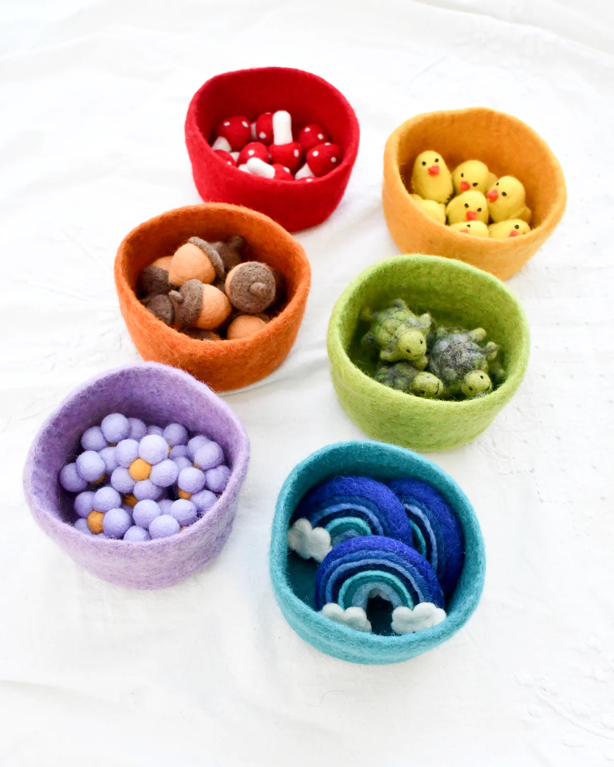 Tara Treasures Felt Colourful Bowls- Set of 6