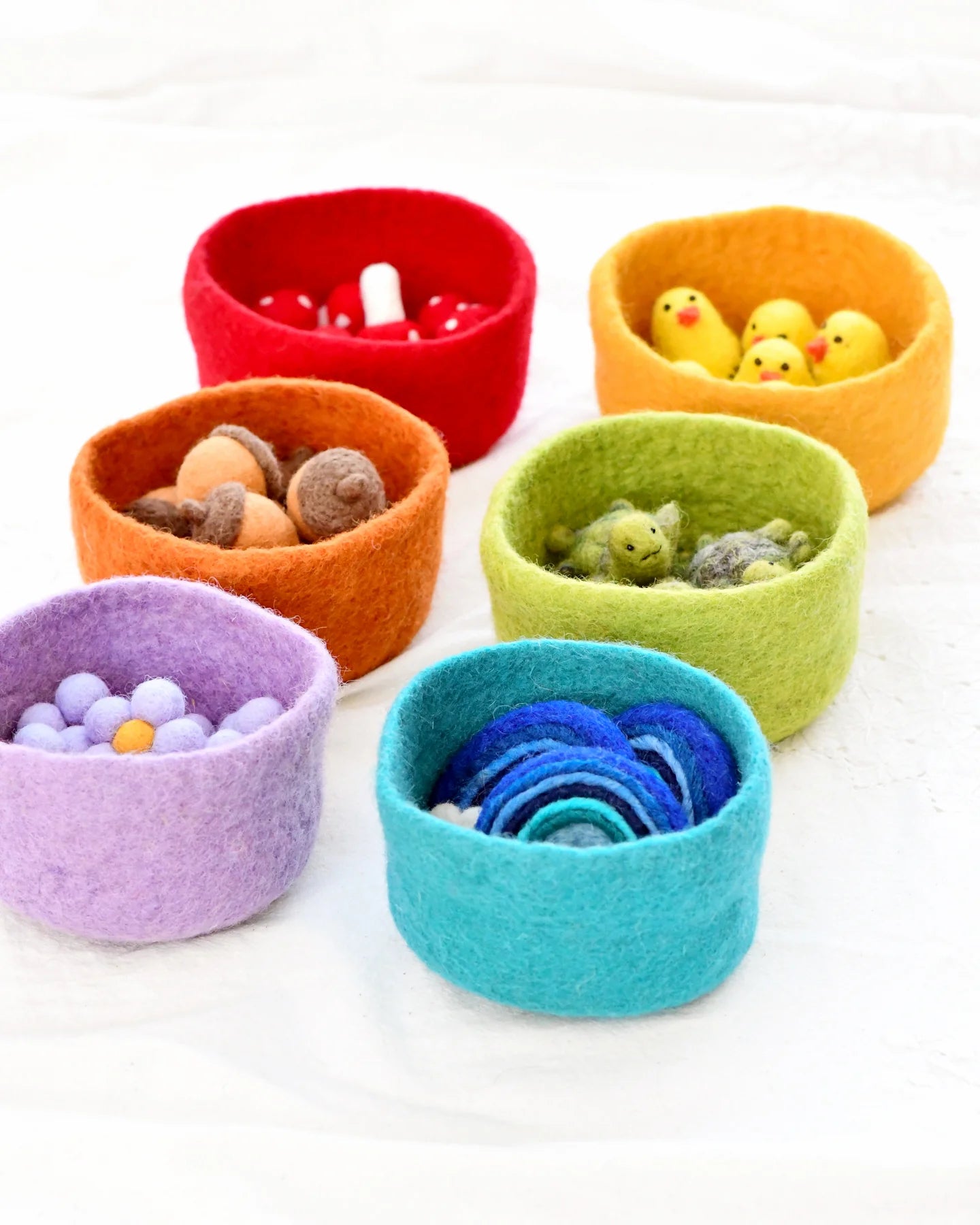 Tara Treasures Felt Colourful Bowls- Set of 6