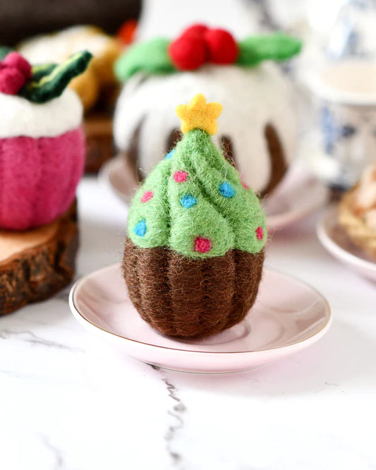 Tara Treasures Felt Cupcake - Christmas Tree