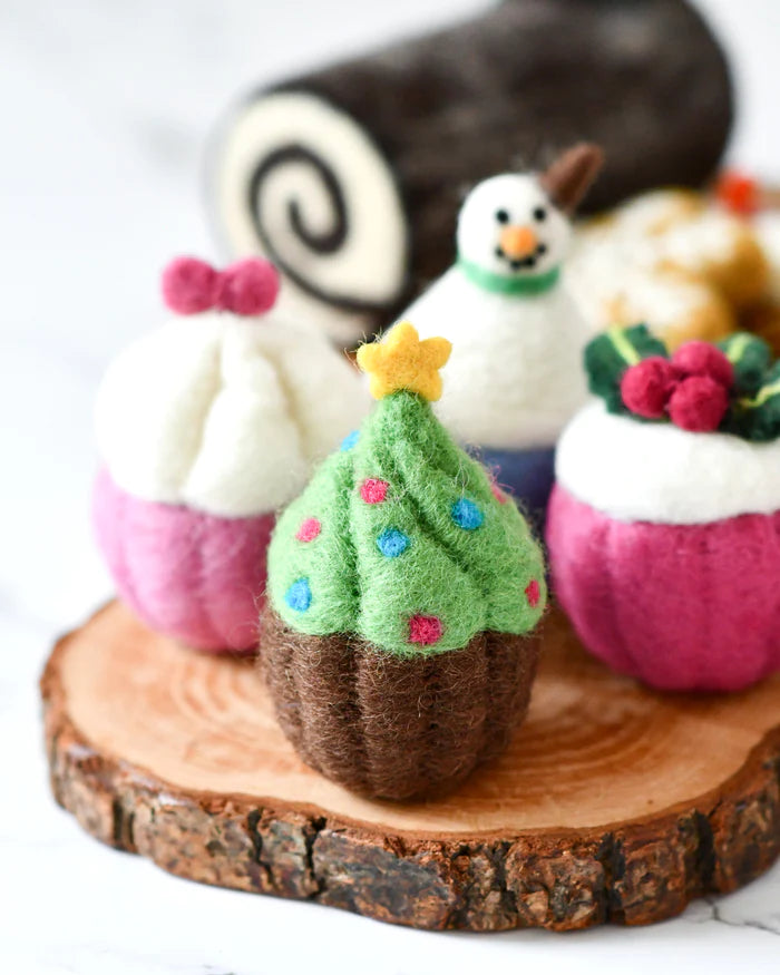 Tara Treasures Felt Cupcake - Christmas Tree