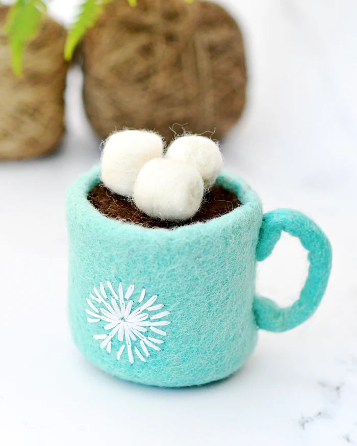 *PRESALE* Felt Hot Chocolate Cacao with Marshmallows (Blue Cup)