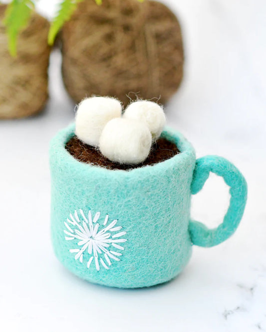 *PRESALE* Felt Hot Chocolate Cacao with Marshmallows (Blue Cup)