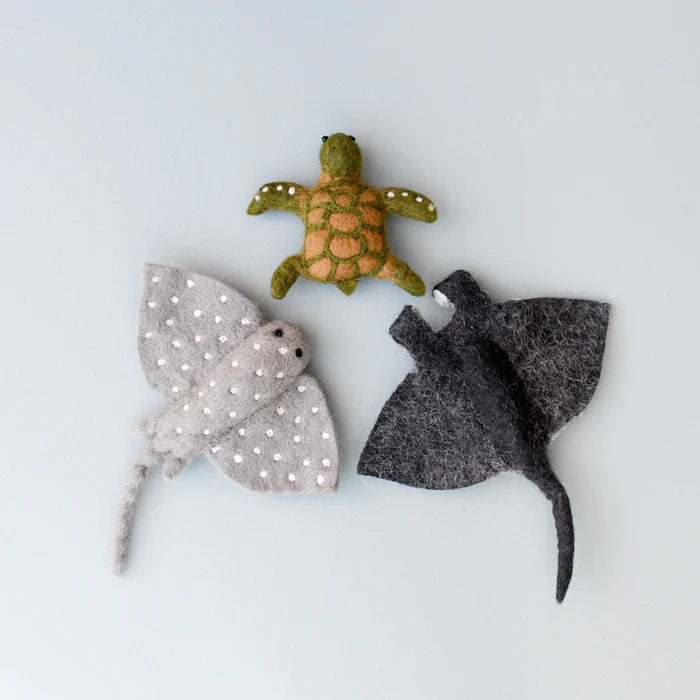 Felt Sea Reef Creatures Toys - Manta Ray, Eagle Ray and Green Sea Turtle