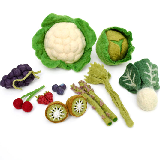 Felt Vegetables and Fruits Set C - 15 pieces