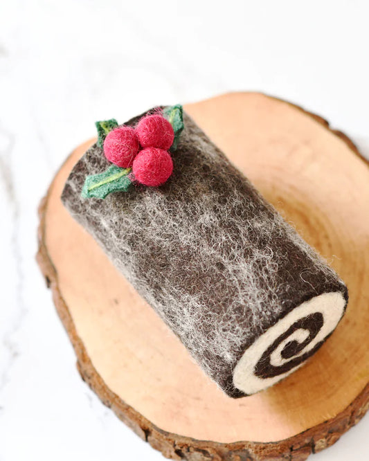 Tara Treasures Felt Christmas Yule Log Cake